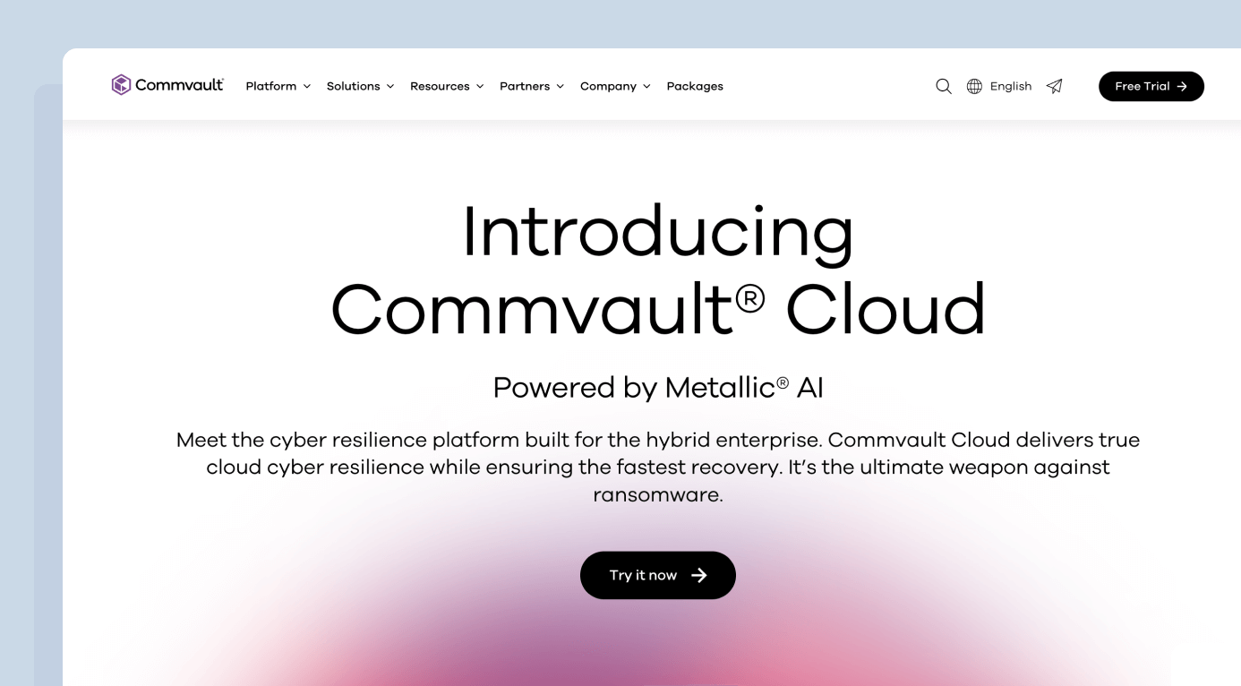 Commvault homepage